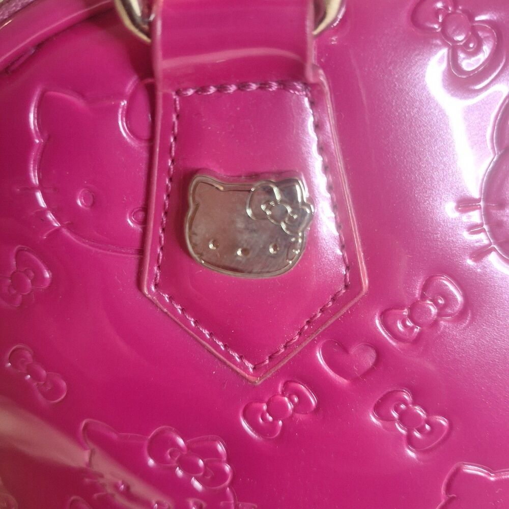 Hello Kitty Pink Patent Embossed Logo Sanrio Loungefly Satchel Handbag - Picture 5 of 12